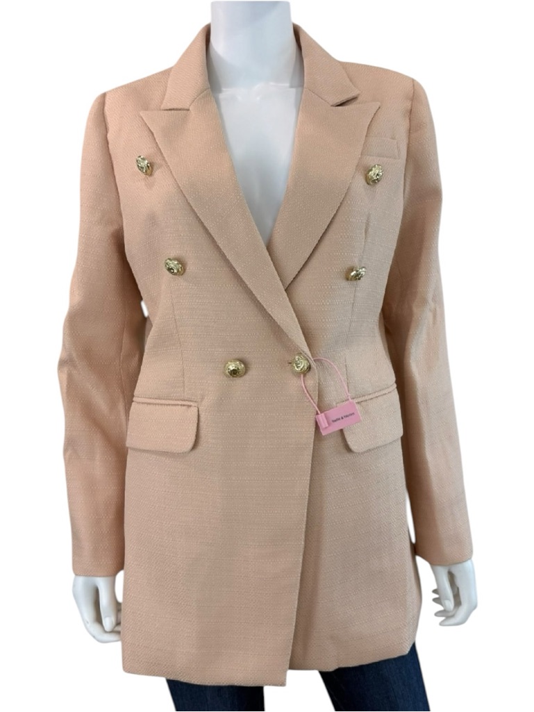 Belle & Bloom Nwt Blush Pink Princess Polina Tweed Blazer Size L C0769